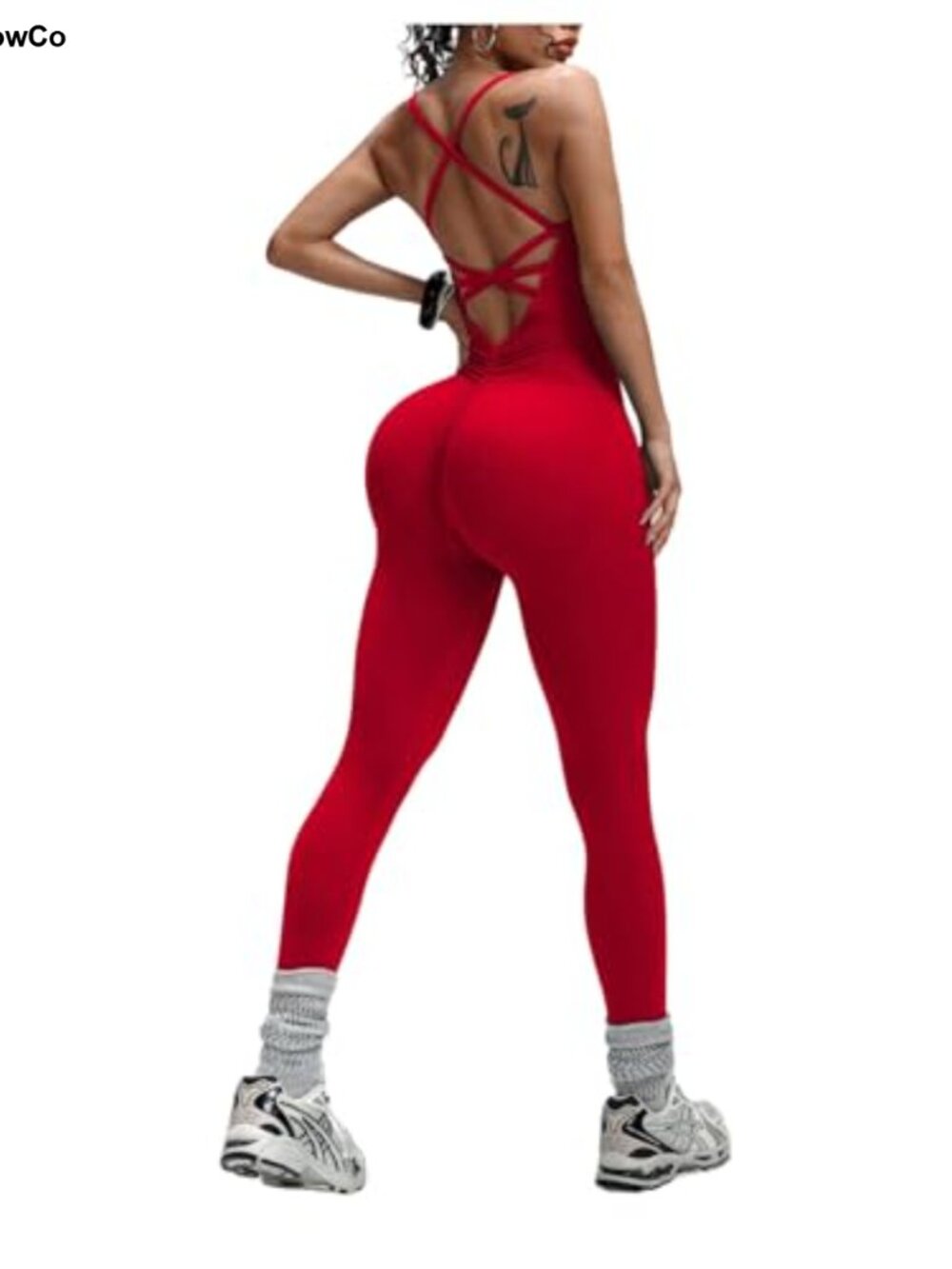 Women's Workout Jumpsuit Criss Cross Backless Tummy Control Athletic One Piece